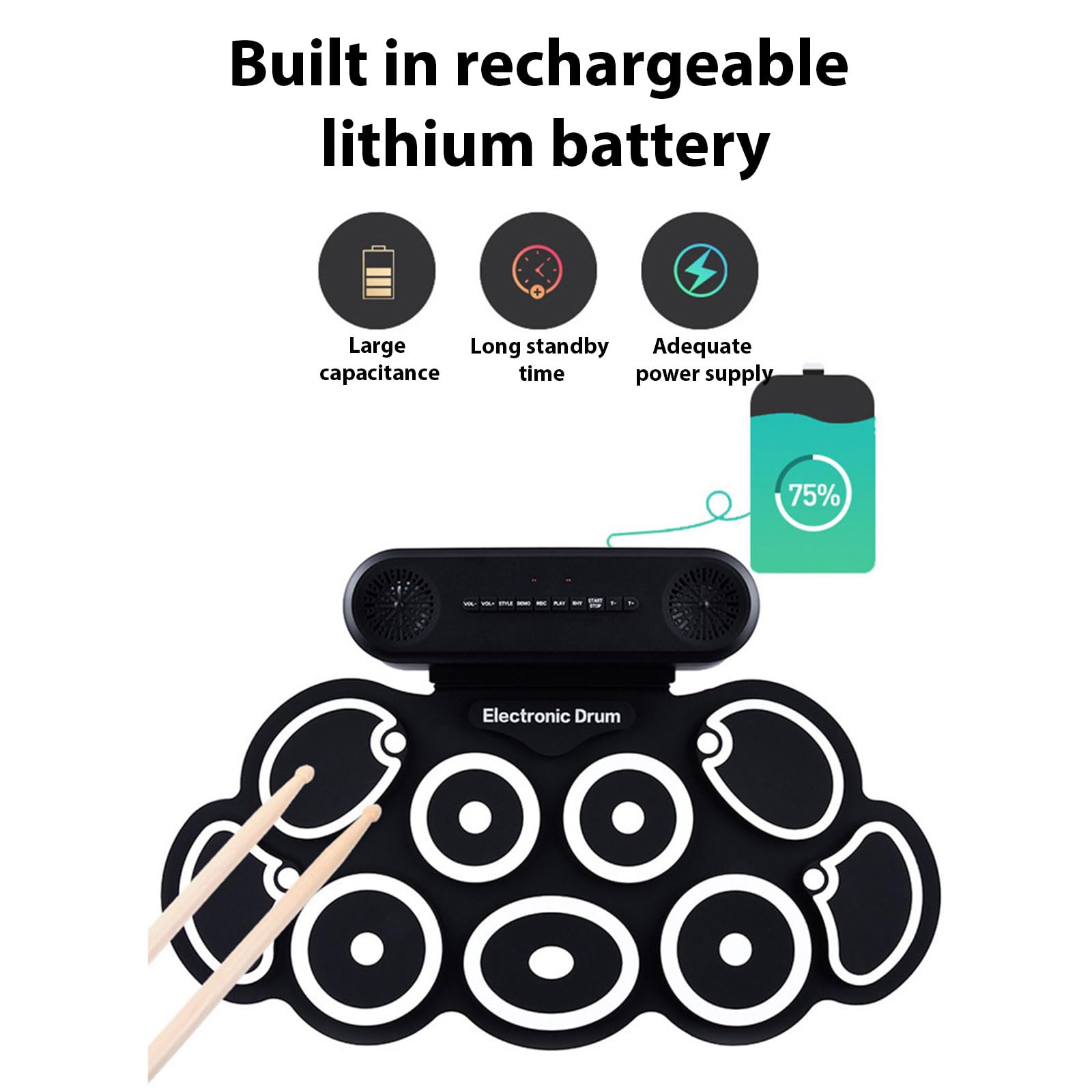 Set di batteria elettronica in silicone per la pratica della batteria elettronica per casa e studio si collega agli altoparlanti Set