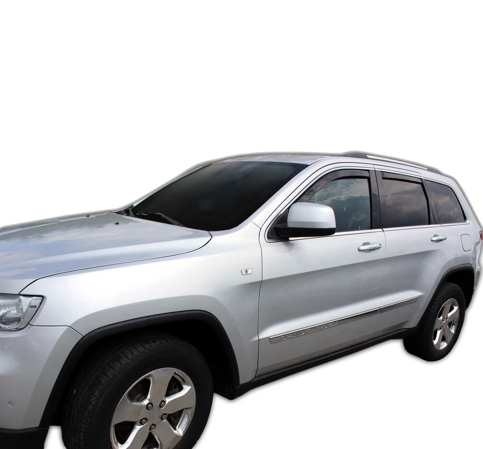 J&J AUTOMOTIVE GP Windabweiser passend für Jeep Grand Cherokee 2011-2021 4tlg, Vorne und Hinten Regenabweiser Passform Getönt Schwarz