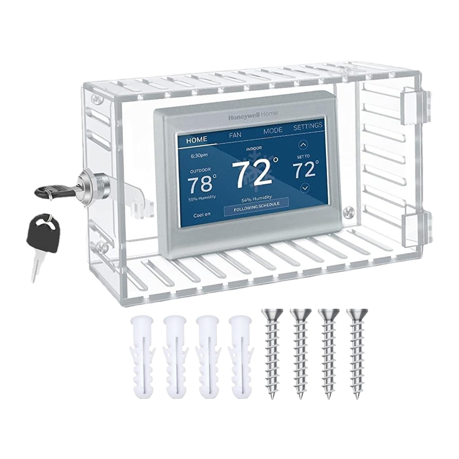 Protection Thermostat, Boîtier Thermostat avec Clé, Protection Panneau Thermostat pour Thermostats La Maison 7.9 H X 4,7 W Pouces Ou Moins (4 Pièces)