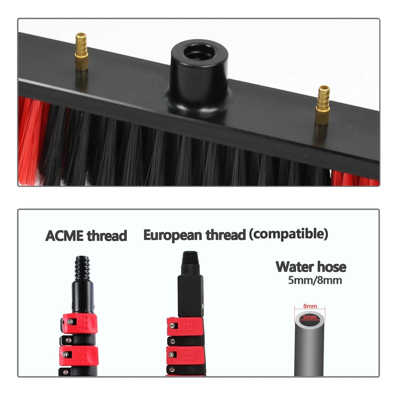 Accessorio for testina for spazzola ad asta alimentata ad acqua for finestre Pulitore for pannelli solari | Setole in PET da 65 mm, filo ACEME‑Germany, materiale della spazzola in PP(550mm)