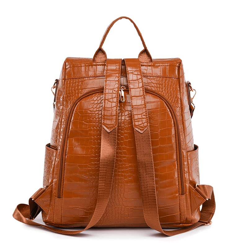 ProArch PU Leather Backpack Purse for Women Fashion Multipurpose Design Handbag Ladies Shoulder Bags Travel Backpack for women girls backpack (Croco-Tan) 2