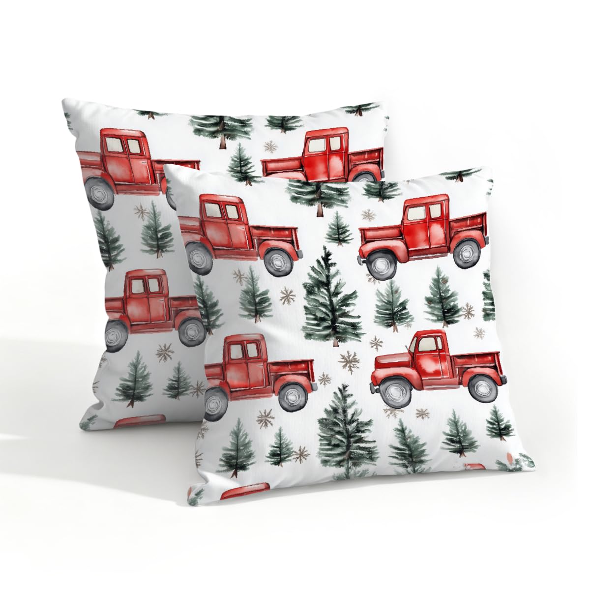 Outdoor Pillow Covers Waterproof Pillowcases 18x18IN Set of 2 Christmas Farm Truck Decorative Throw Cushion Case for Couch Sofa Garden Patio Furniture