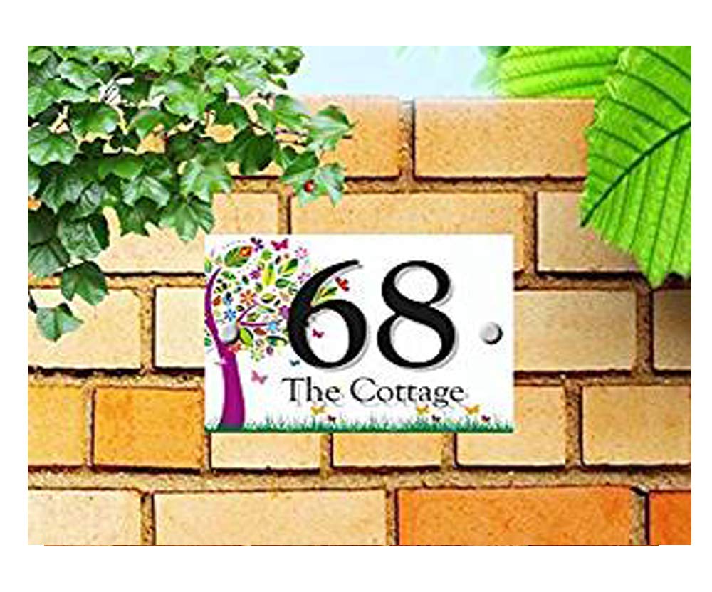 Acrylic Master White Designer "Tree" Series House Number Acrylic Plaques (Multi Tree)