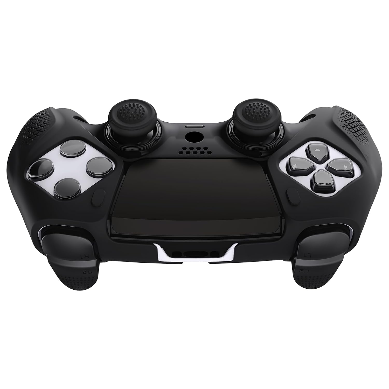 PlayVital Ninja Edition Anti-Slip Half-Covered Silicone Cover for ps5 Edge Wireless Controller, Ergonomic Protector Soft Rubber Case for ps5 Edge Controller with Thumb Grips - Black