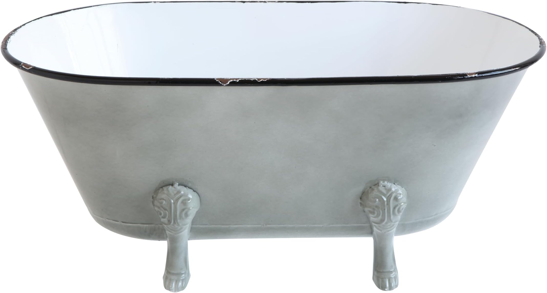 Creative Co-Op Decorative Grey Metal Bathtub Container with Feet