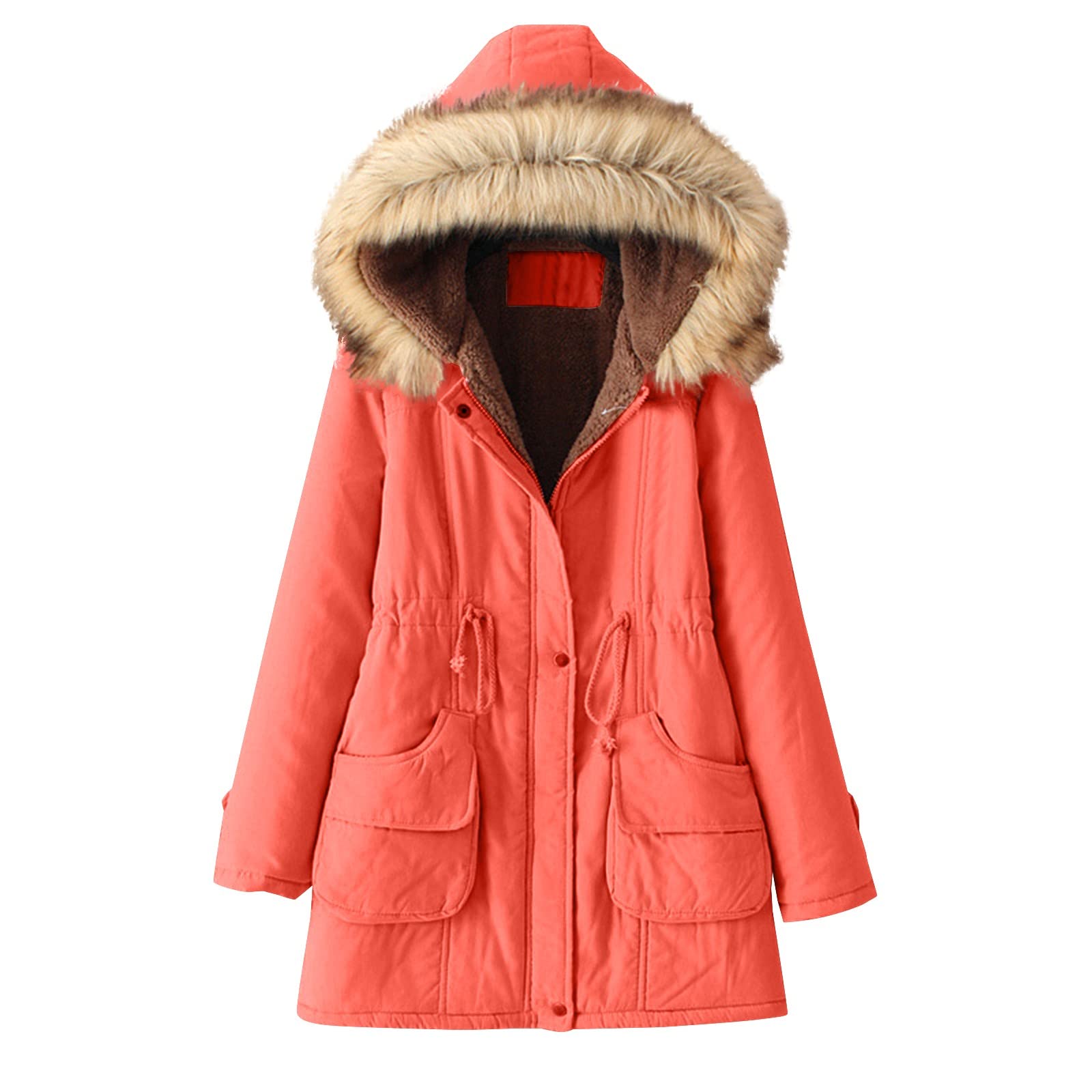 Women Hooded Plus Velvet Corduroy Coat Ladies Winter Cotton Coat
