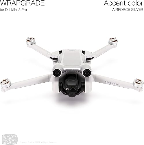 Miniatura 2 de WRAPGRADE Adhesivos para la piel compatibles con DJI Mini 3 Pro Color de acento (Airforce Silver)