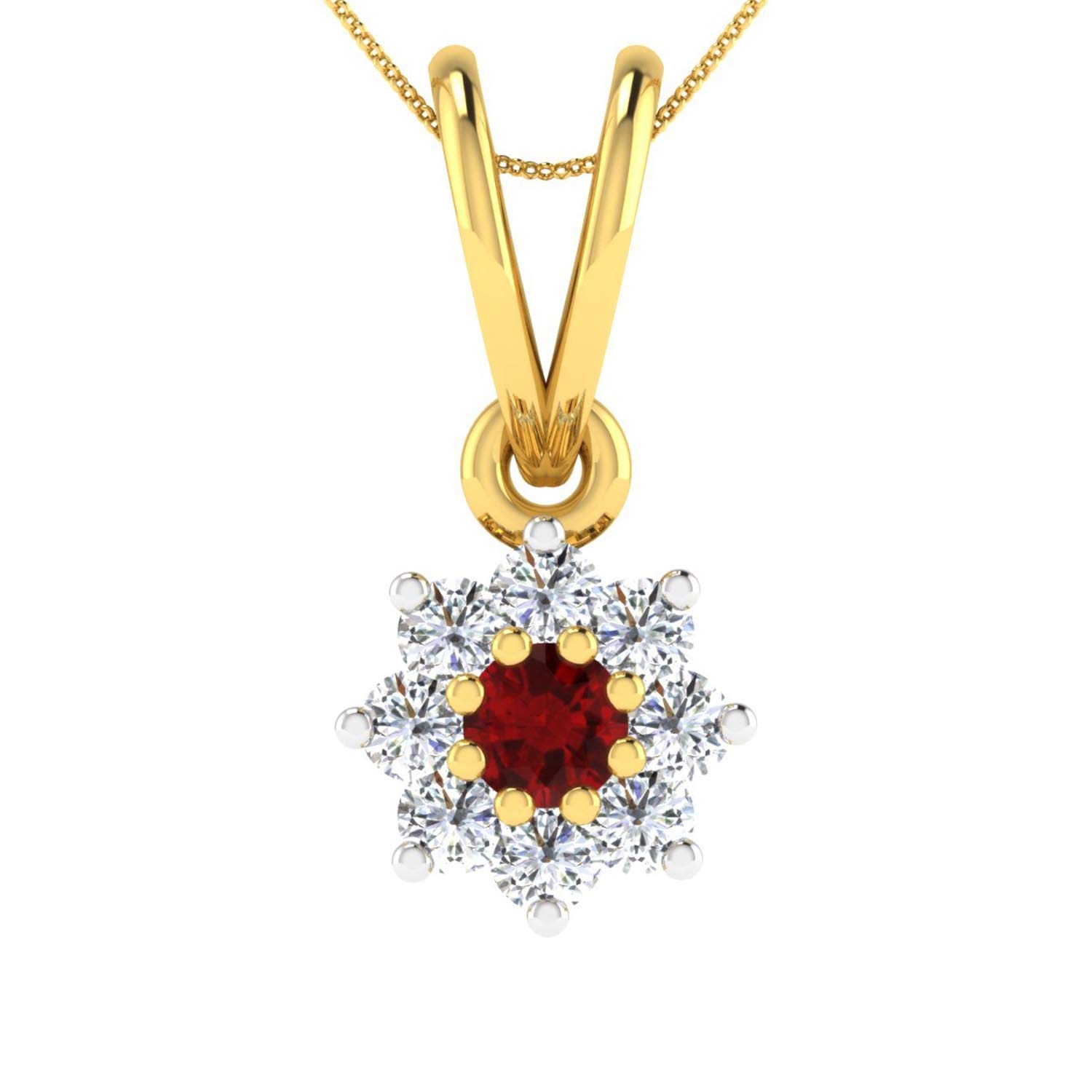 dishis 14K /18k Yellow Gold and Diamond,Red Stone Designer Pendant For Womens-picture-30