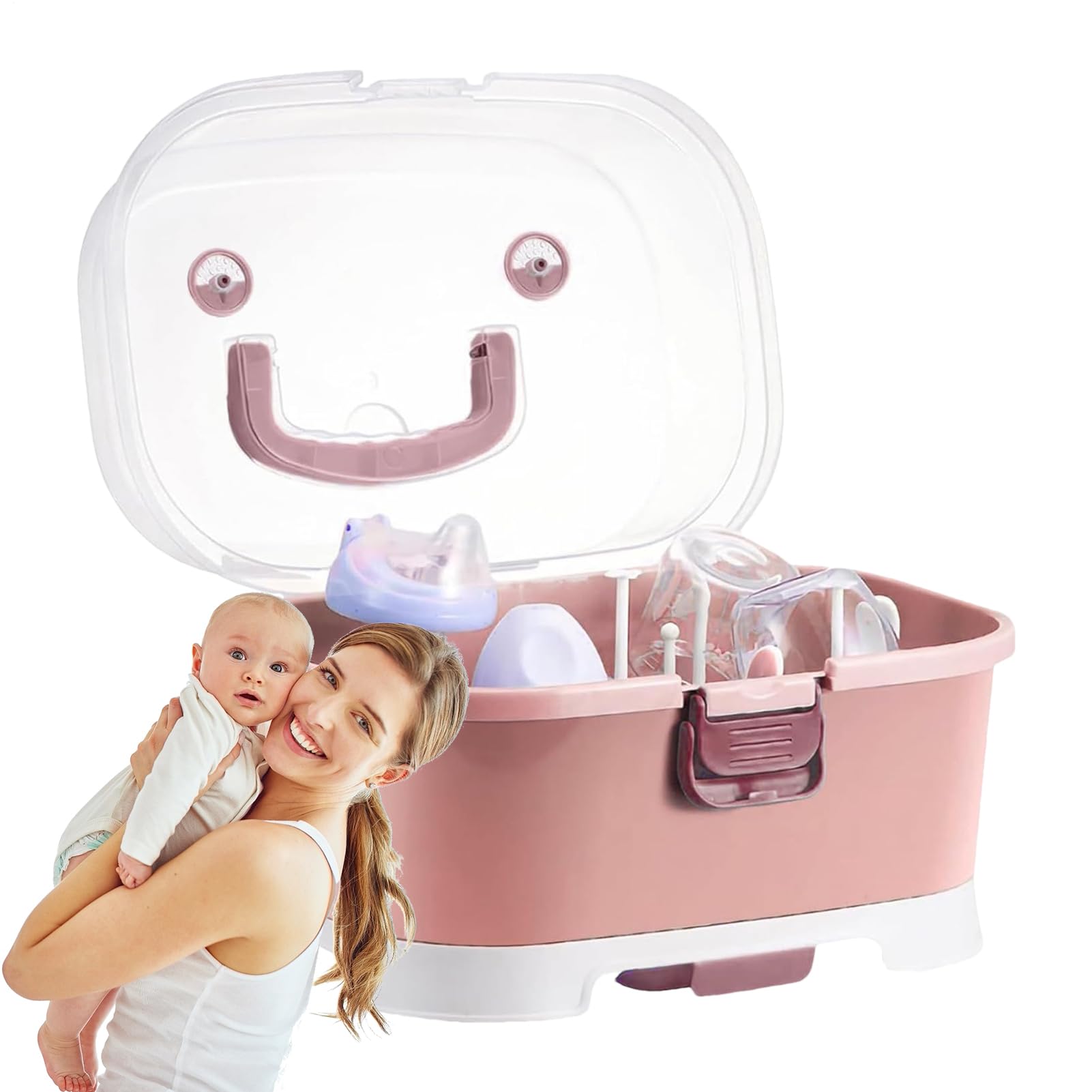 Générique Organisateur De Rangement Pour Biberons, Boîte de Rangement Portable pour Grands Biberons avec Couvercle, Support Amovible Pour Évier Lave-Vaisselle Réfrigérateur Enfant