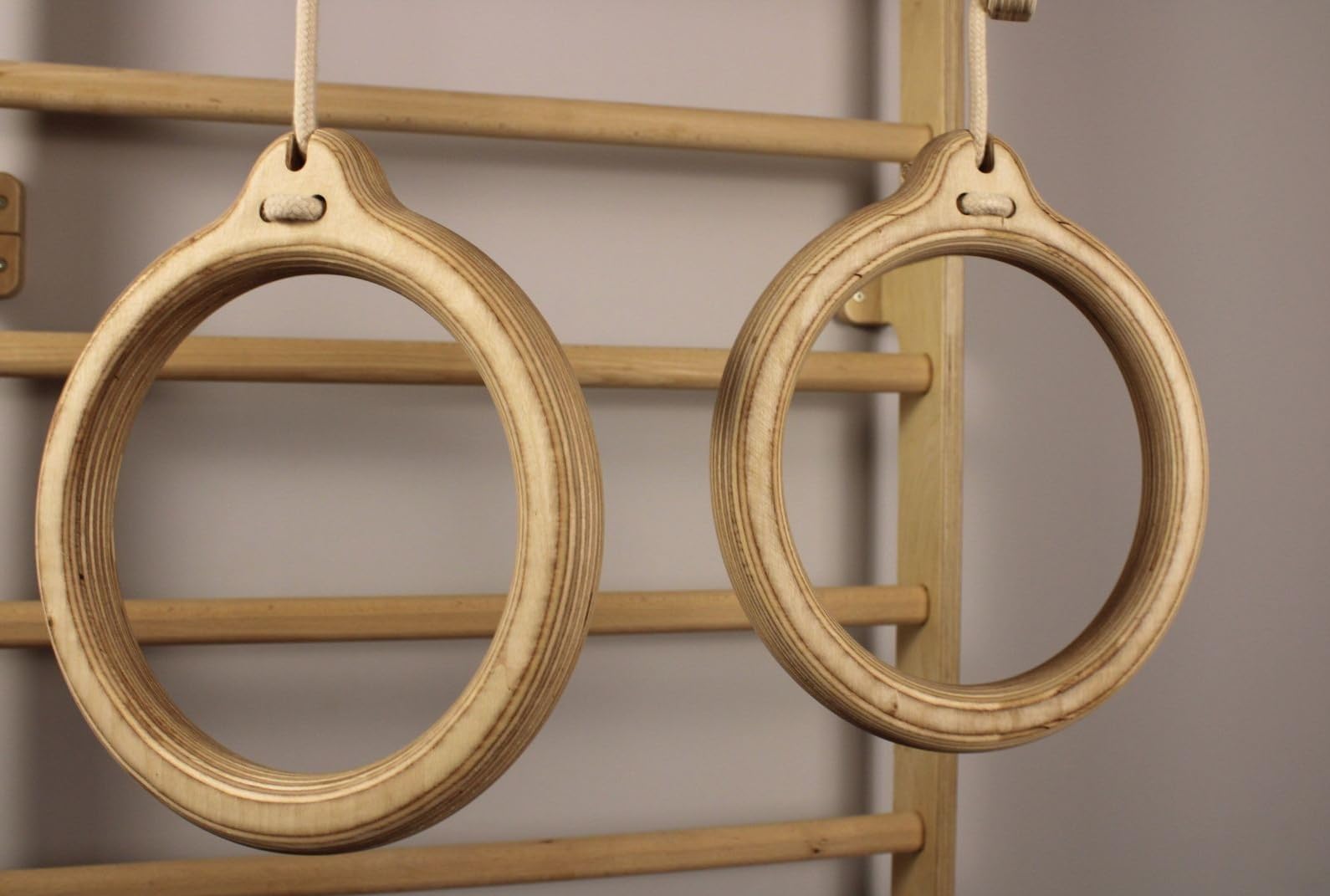 Holzringe bis 100 kg – Durchmesser 25 cm – für den Innen- und Außenbereich – Turnringe für Übungen – einfache Montage – mit Seil und vollständiger Verstellbarkeit