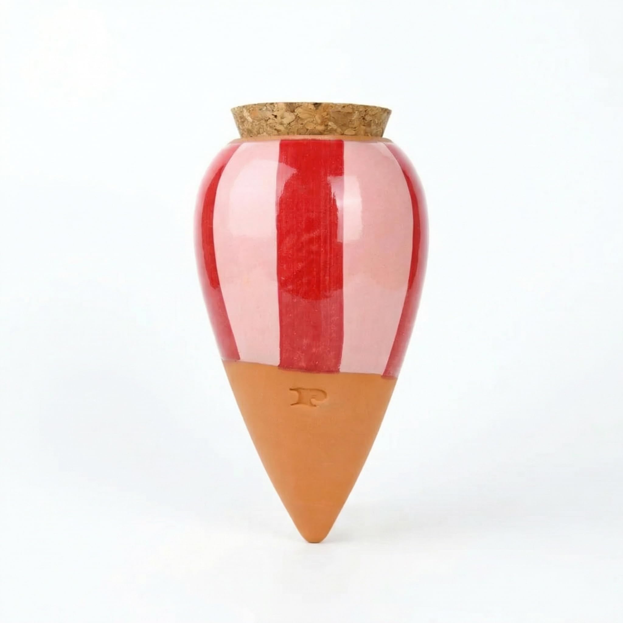 Pepin | Olla Terracotta Planting | Automatic and Ecological Watering for Indoor and Outdoor Plants | Natural Irrigation | Autonomy of About 1 Week | OYA Striped Pink/Red 25cl