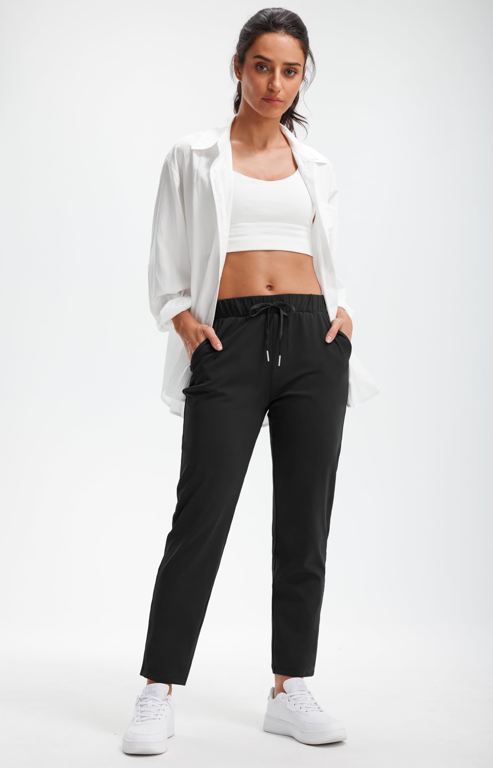 Pantalones de Jogging Mujer Elásticos Transpirables Deportivos Casuales con Bolsillos Fitness
