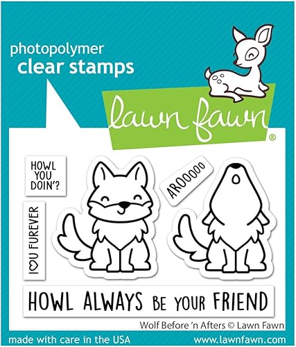 Lawn Fawn LF3221 Wolf Before 'N Afters - Juego de sellos transparentes 2X3