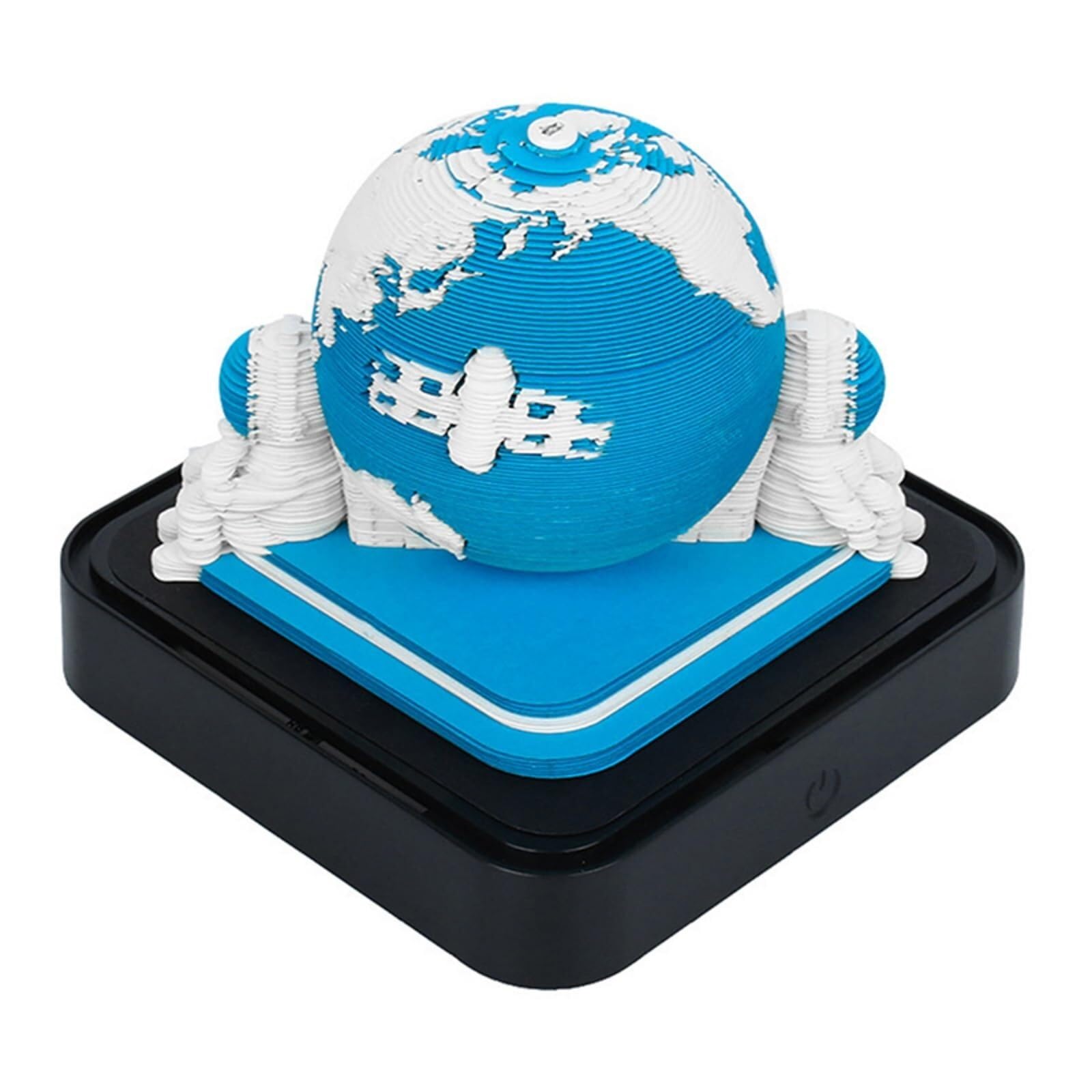Motivationskalender Kalender 2026, Schreibtisch-Notizblock mit 3D-Katzenmotiv aus Papier, Geschenkidee Coole Geschenke für Kollegen(Earth-d,With Light)