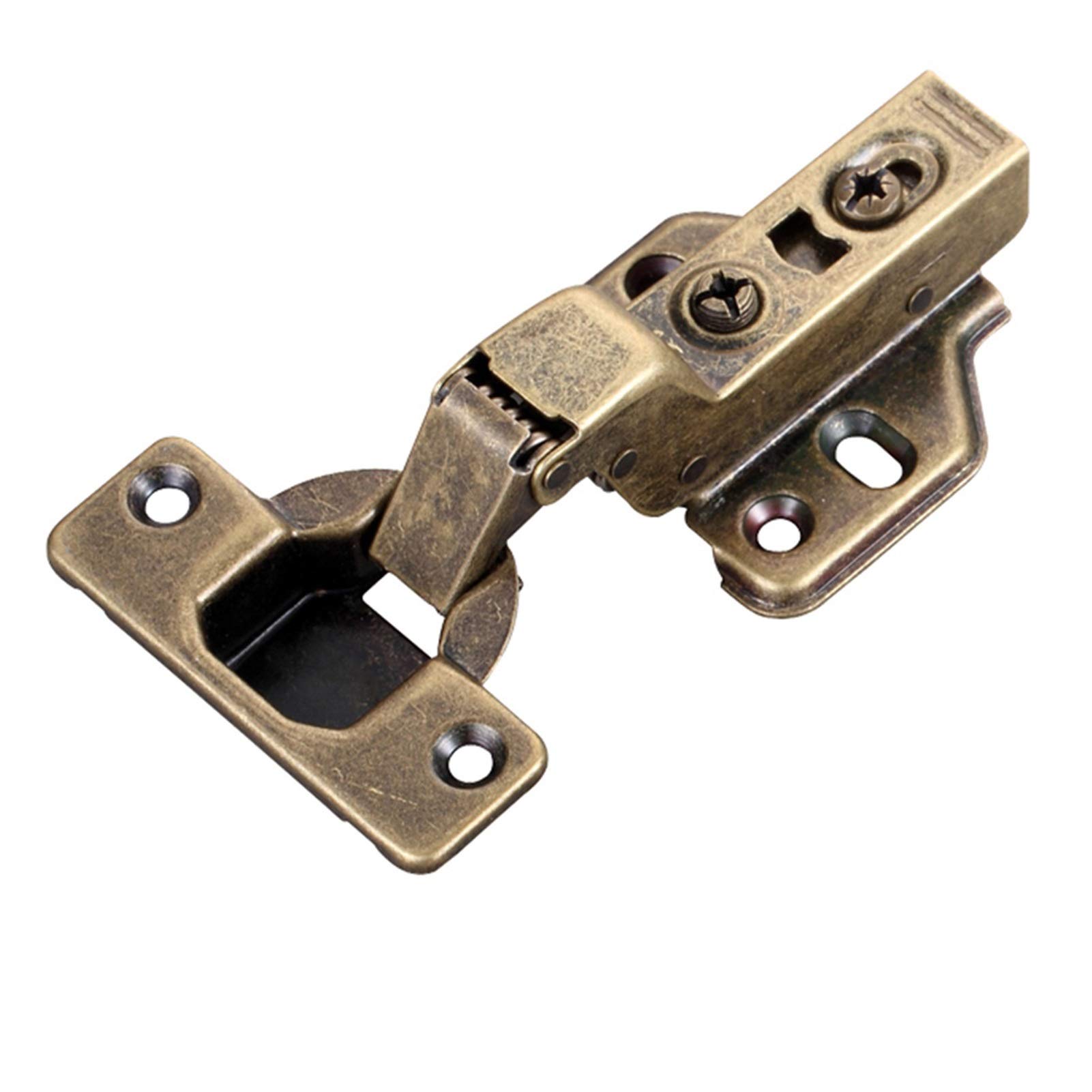 AUNANGLJSCS 2pcs Cabinet Hinge Hydraulic Super Mute Stainless Steel Furniture Cupboard Door Hinges Copper Core Damper Buffer Closer Hardware(Embed)