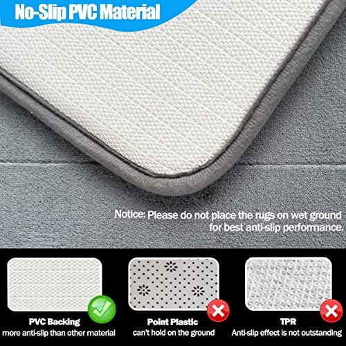Bathroom Rugs Sets 3 Piece,Memory Foam Bath Mat,Soft Bathroom Rugs,Bathroom Rug Set,Bath Mats For Bathroom Sets,Absorbent Bath Rugs With No Slip Pvc Backing Machine Washable,Easy To Dry - Light Grey #TOP3