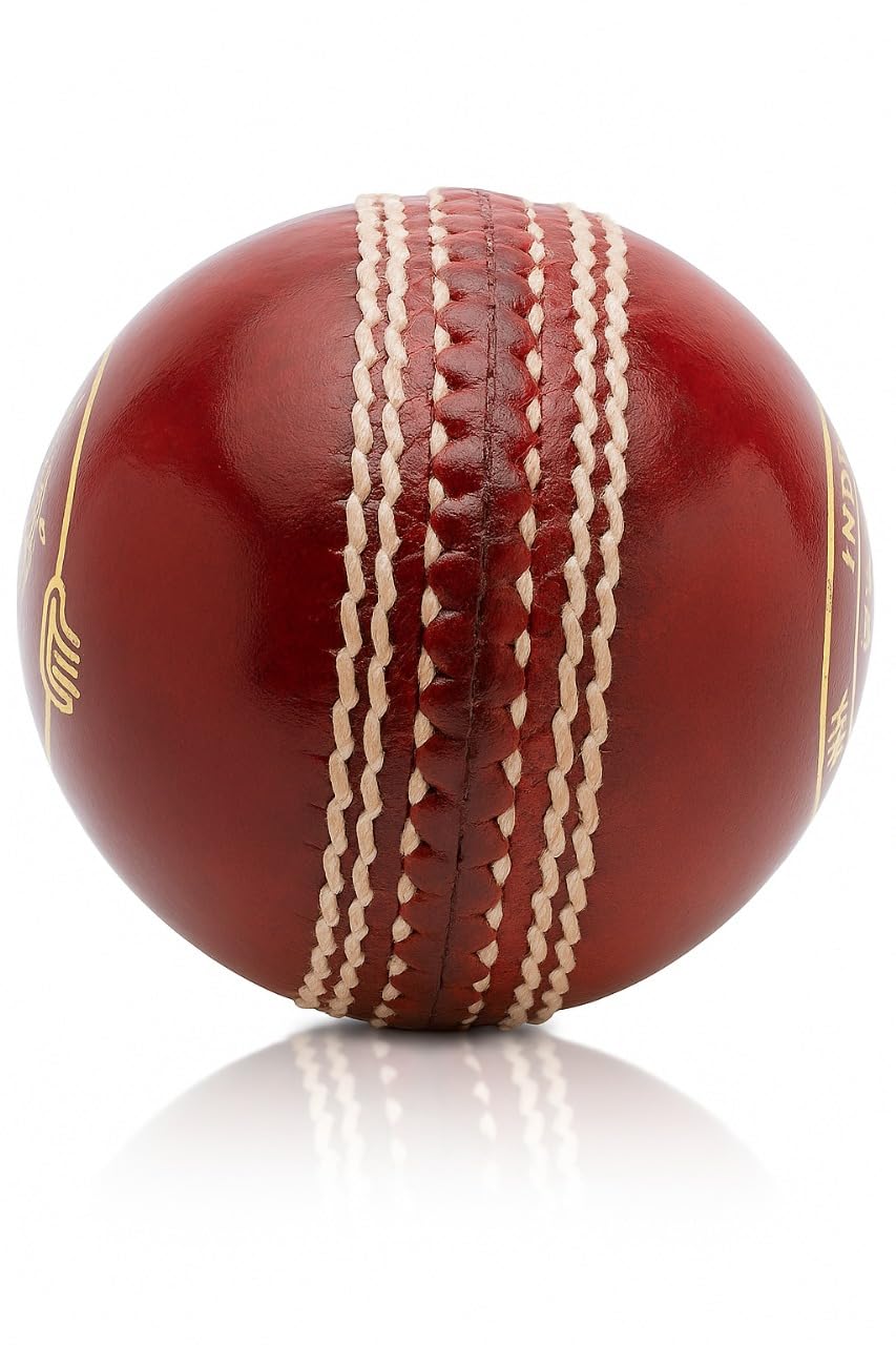 MasterPro Cricket Leather Ball, Hand-Stitched, 7.2 cm Diameter, 155 g, Red, Club Cricket League, Age 14+ Years-image-47
