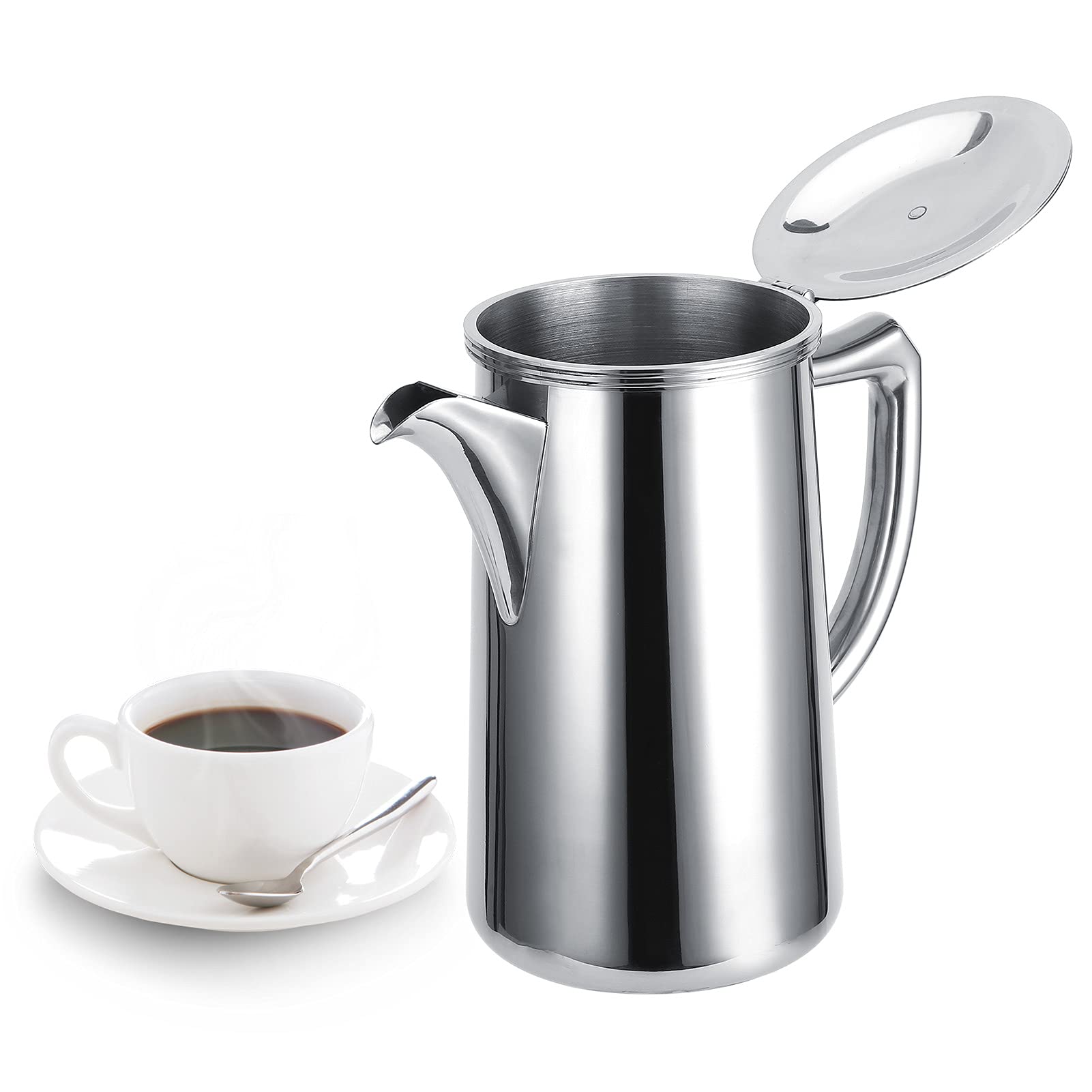 ZJchao Jarra de Agua, Jarra de té Hervidor Frío de Acero Inoxidable de 2 Litros Tetera de Agua Multifuncional de Jugo de café de Mano con Asa para el Hogar Restaurante Café Jugo de