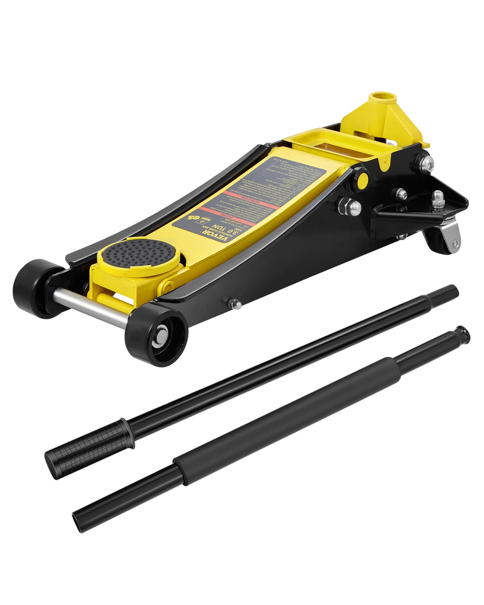 VEVOR Gato para Automóvil Gato para Automóvil de Perfil Bajo 3 T de Acero Resistente con Bomba de Elevación Rápida de Doble Pistón Rango de Elevación 75-495 mm
