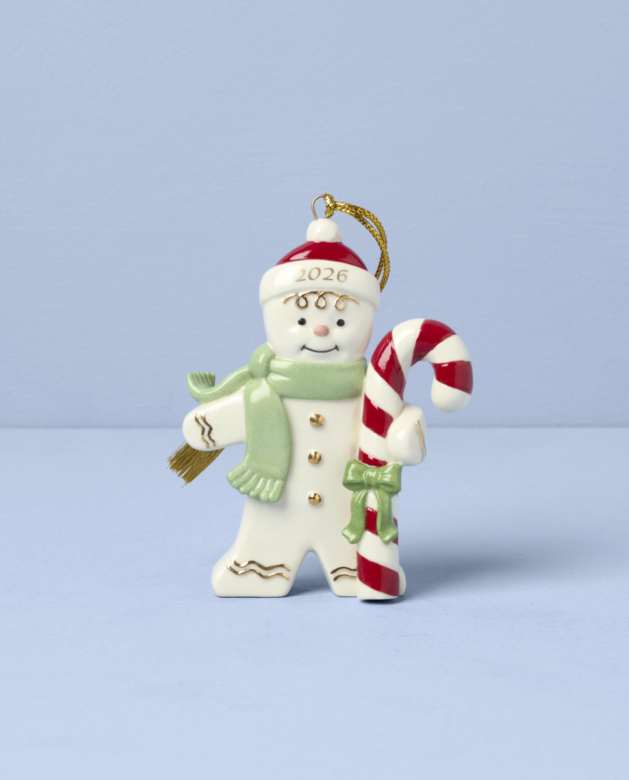 Lenox 898584 2026 - Decorazione a forma di omino di pan di zenzero con bastoncino di zucchero