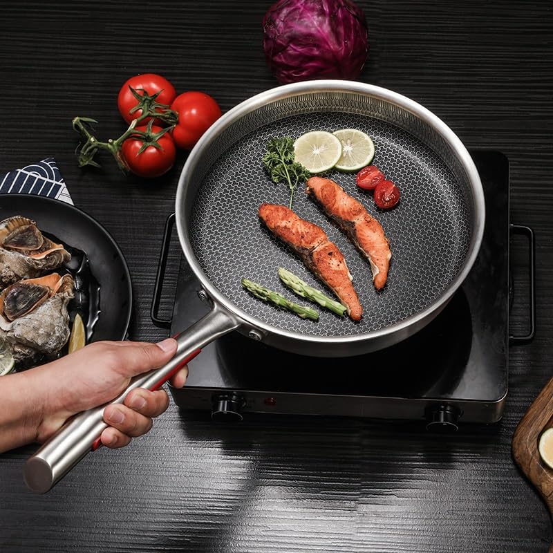 Wok pequeño antiadherente 10.2 pulgadas acero inoxidable miniatura 5
