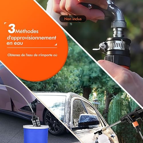 Cordless 21V High Pressure Washer Gun, 1500W Handheld Power Washer with Rechargeable Battery, 16.5ft Hose & Nozzles for Car Wash, Patio Cleaning, Watering - Image 6