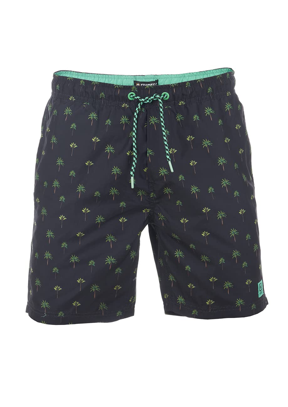 riverso Badehose Herren RIVKai Regular Fit Badeshorts Schwimmhose Sporthose Kurze Hose Shorts Tunnelzug Taschen Sommer Elastischer Bund Muster Schwarz Blau Grün Olive S M L XL XXL 3XL 4XL 5XL