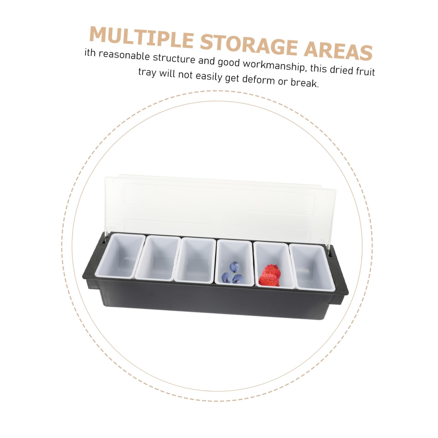 GALPADA Caja De Plástico Para Frutos Secos y Dulces, Bandeja Dividida De 6 Compartimentos, Resistente Tapa, Uso Para Servir En Fiestas y Almacenamiento De Alimentos
