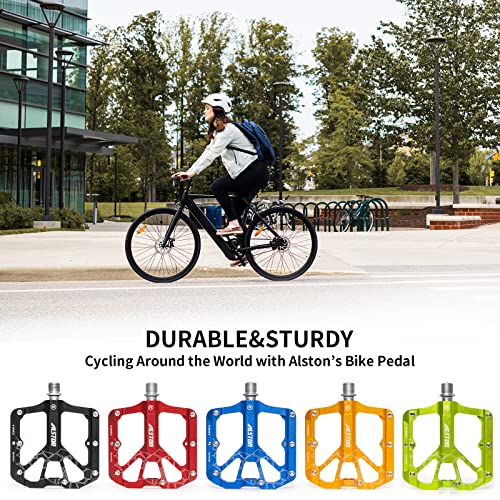 Alston Mountain Bike Pedals 3 Sealed Bearing Colorful Machined Cycling Ultra Strong Spindle Alloy Non-Slip Lightweight Pedal For Mtb And Road Bike 9/16" #TOP5