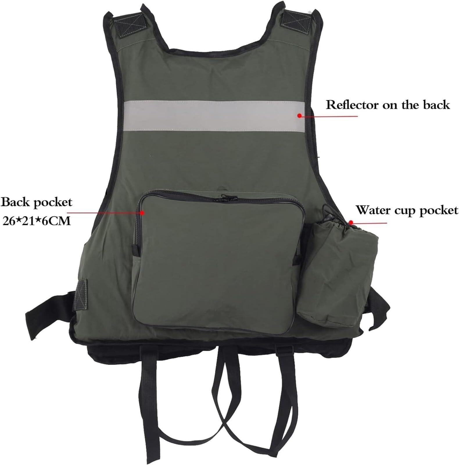 Gilet da Pesca in Maglia Traspirante Attrezzature di Sicurezza per Adulti | Kayka Giacca Oxford Mesh Gilet da pesca con schiuma EPE per kayak, cinghie regolabili e strisce riflettenti