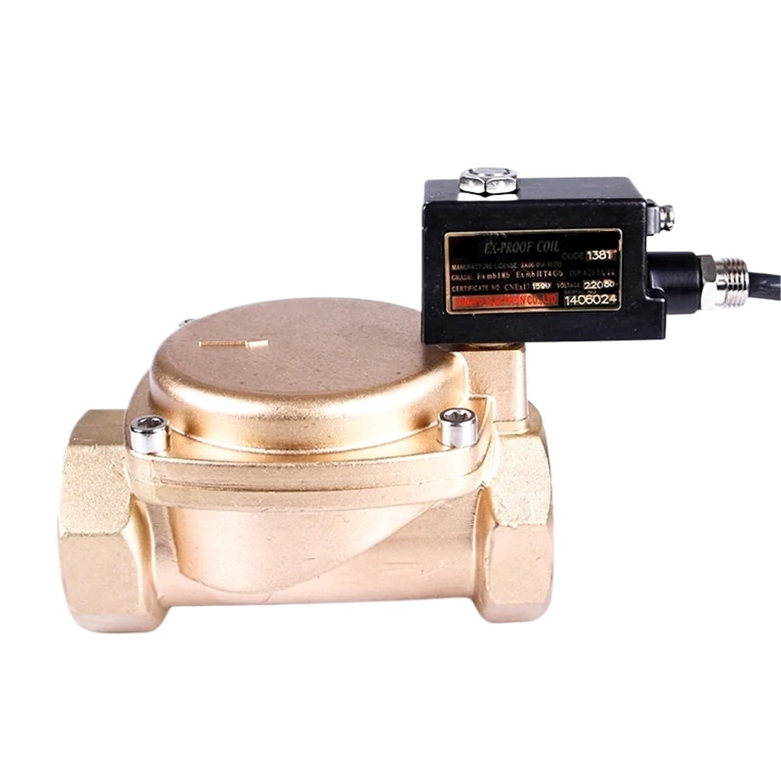 DN40 High Pressure Explosion Proof Solenoid Valve Brass IP65 Normally Closed 1.6Mpa AC220V DC24V for Water Oil Air(DC24V)