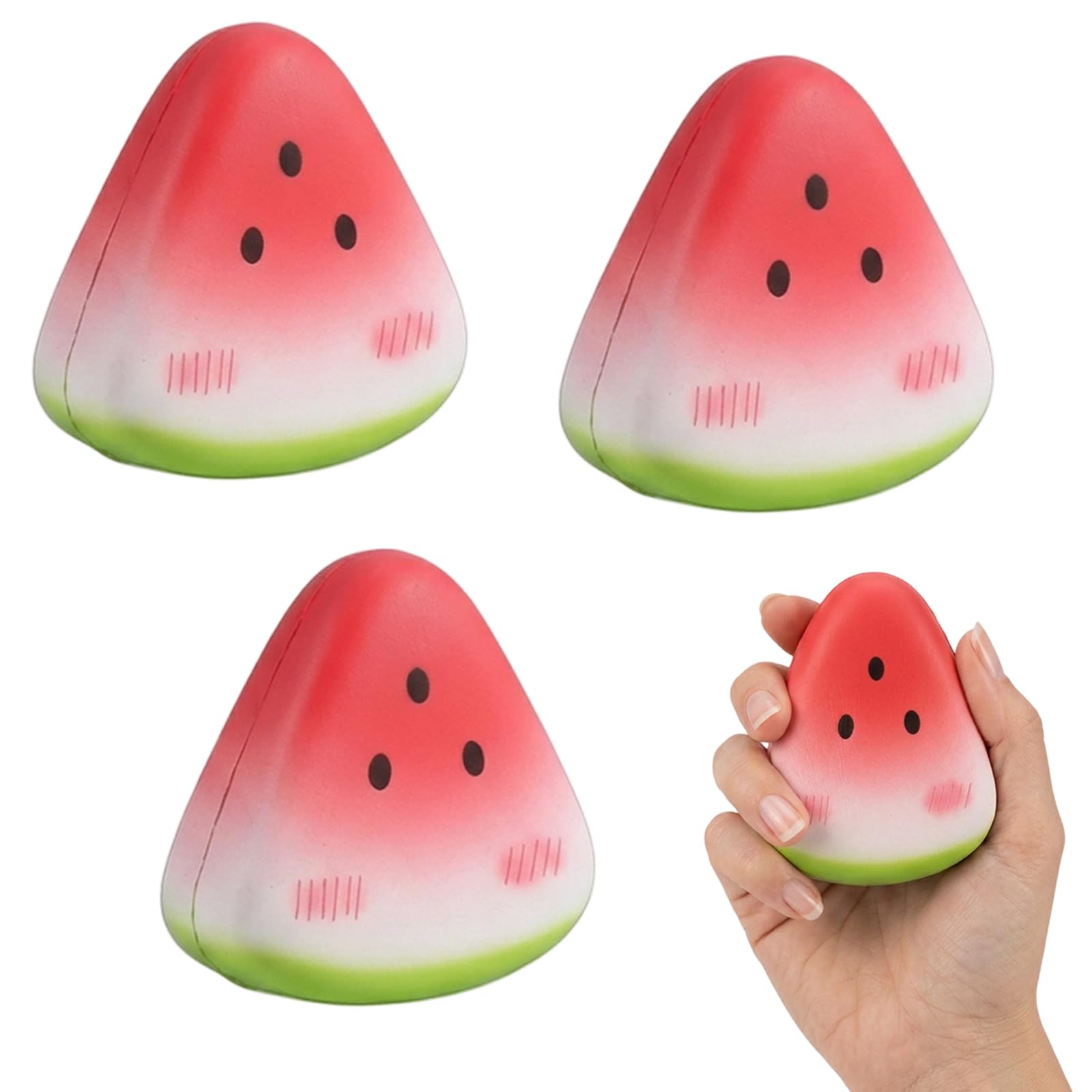 3Pcs Watermelon Slow Rising Stress Balls Set, stress ball Office Desk Objects for Stress Relief During Work Breaks and Study Sessions, Portable Hand Exercise Tools Measuring