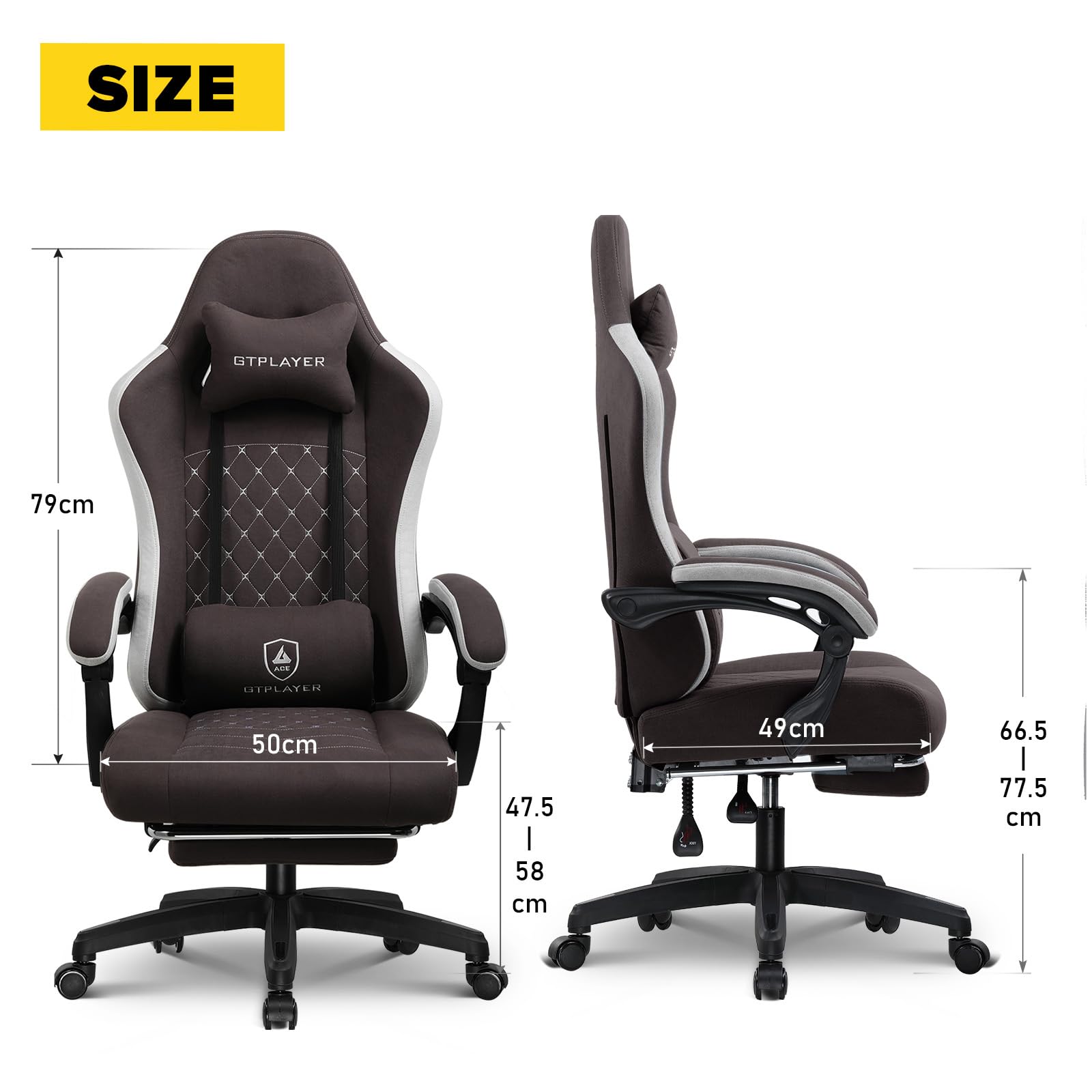 GTPLAYER Ergonomiczna poduszka do gier Avec Surface na Tissu, poduszka pod głowę, połączenie i stopy repose, brun