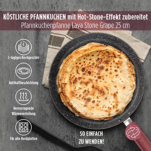 Crepe Pfanne 25cm Induktion - Premium Pfannkuchenpfanne aus Aluminiumguss mit Antihaftbeschichtung, Für alle Herdarten inkl. Rezept E-Book, PFOA-frei – Bild 3