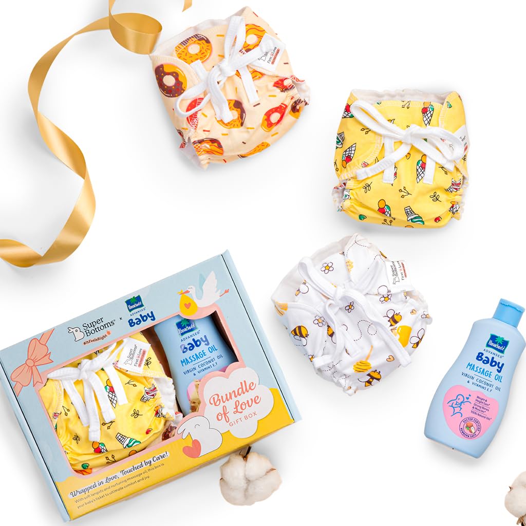 SuperBottoms Pure Love Combo with Baby Massage Oil & SuperBottoms Dry Feel Baby langot l Gentle & Safe l Newborn Combo l Natural l Ideal for Gifting - Large-image-22