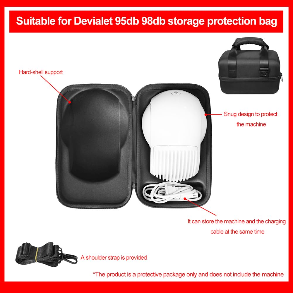 Custodia Protettiva Borsa Doppia Cerniera Borsa da Viaggio Protettiva Borsa da Trasporto Custodia Rigida Antiurto con Tracolla for Devialet Phantom II 95/98dB Altoparlante Wireless