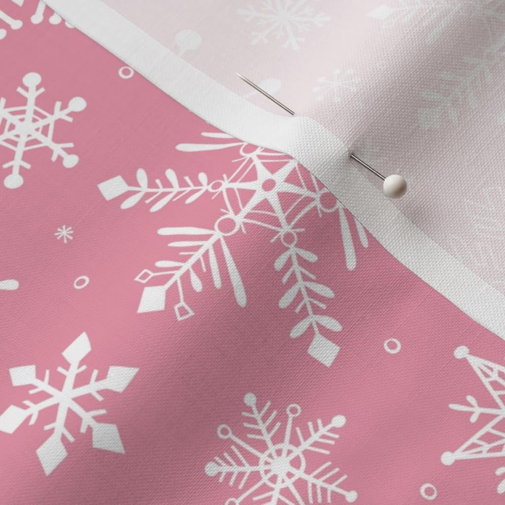 Spoonflower Fabric - Snowflakes Christmas Pink Holidays Winter Snowflake Xmas Printed on Petal Signature Cotton Fabric by The Yard - Sewing Quilting Apparel Crafts Decor