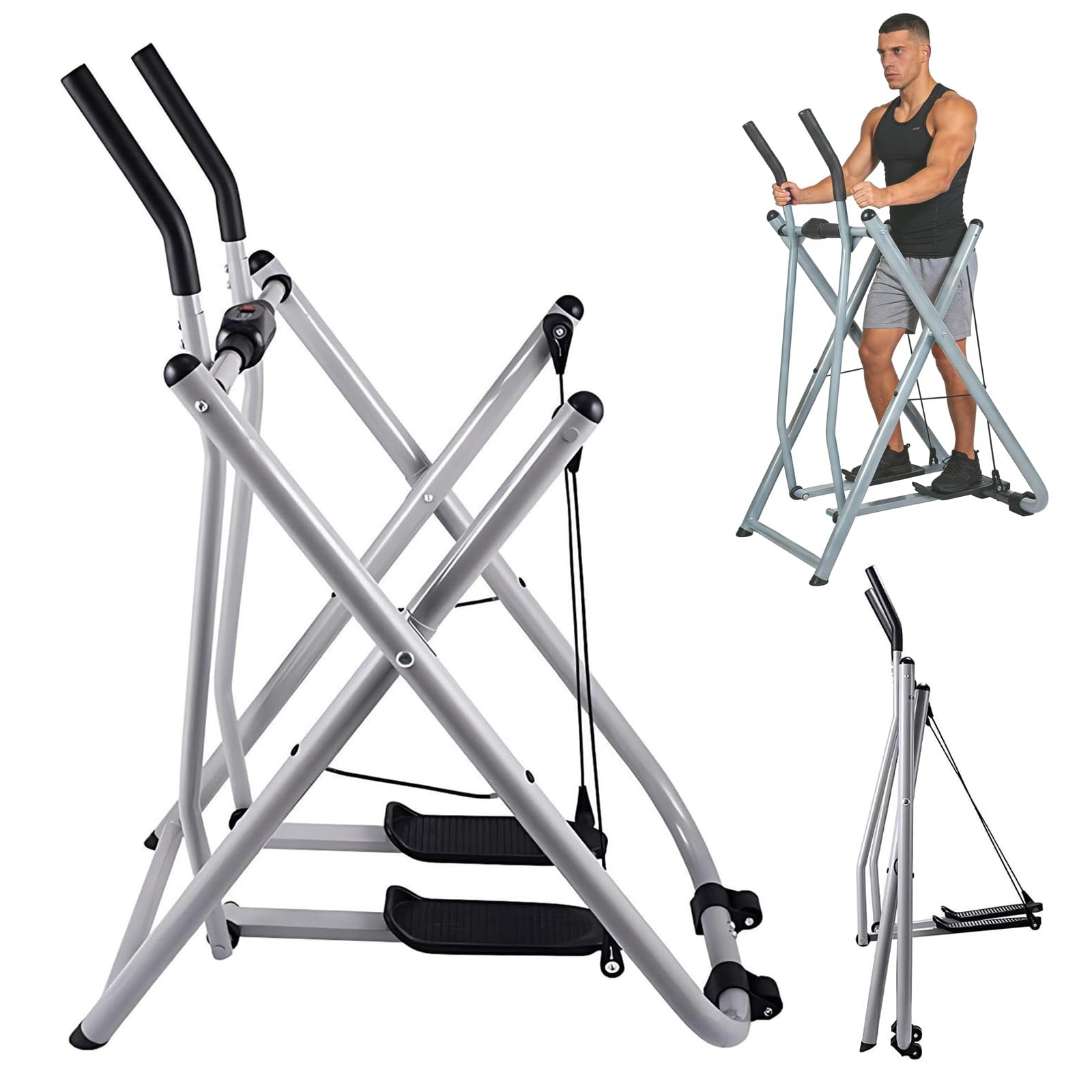 Klappbarer Heimtrainer mit tragbarem Ellipsentrainer für Ganzkörper-Fitness, Low-Impact Home Gym Workout Equipment mit LCD-Monitor