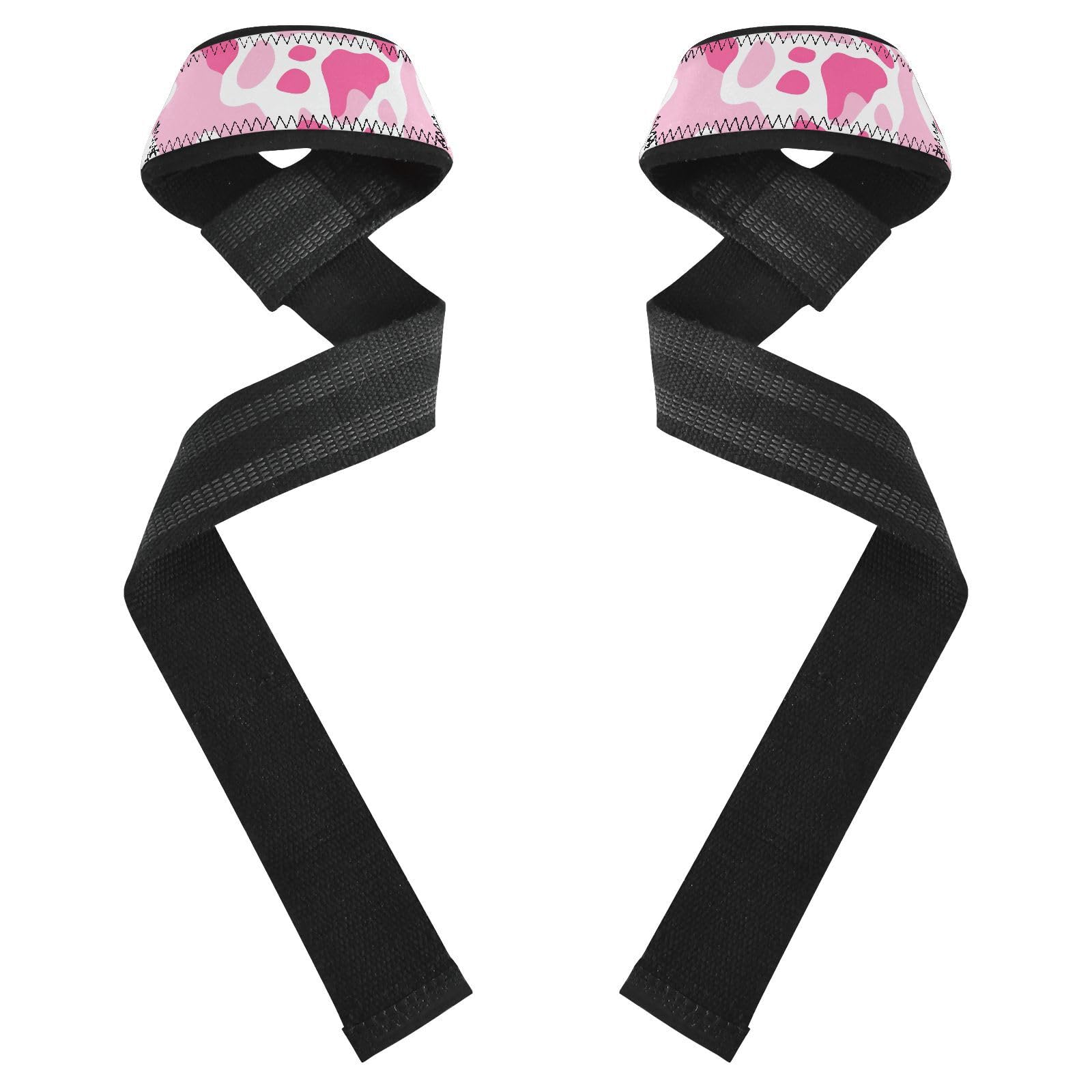 Nander Beautiful Cow Print Wrist Straps for Weightlifting,Lifting Straps with Neoprene Cushioned Wrist Padded and Anti-Skid Silicone for Strength Training,Bodybuilding,Deadlifting