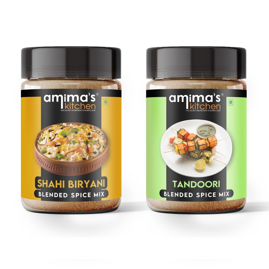 Amimas Kitchen Combo Of Veg. Biryani + Tandoori Jain Spice Mix (No Onion No Garlic) – 100 Grams (Pack of 2) | Blended Spice Mix | For Healthy and Delicious Cooking | No Synthetic Flavour & Color | Ready Masala Powder (B08QD9B58L) Amazon Price History, Amazon Price Tracker