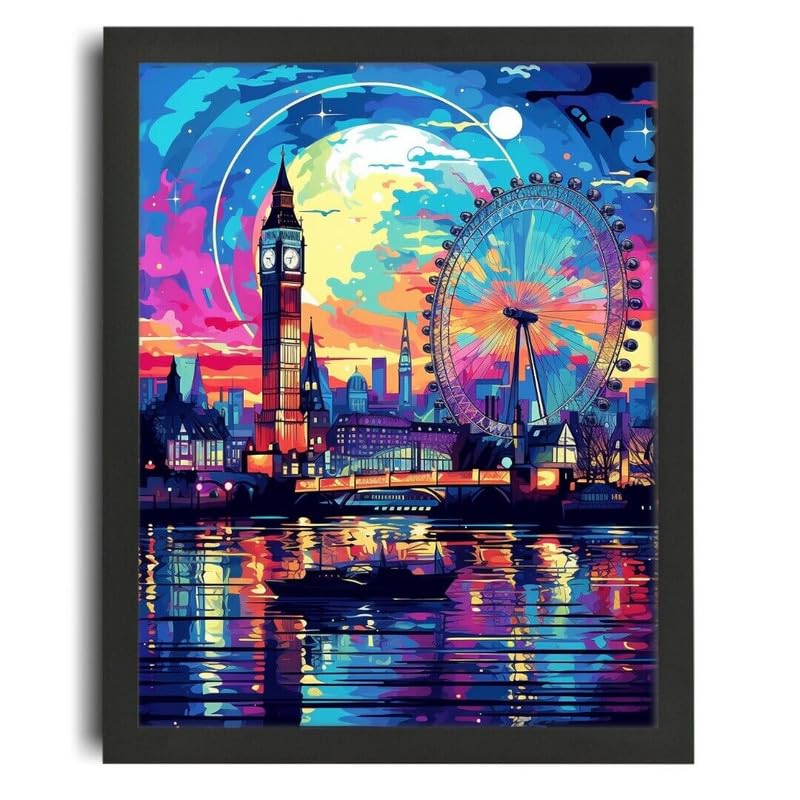 Poster London Skyline coloré grand format A0 pour décoration murale de salon