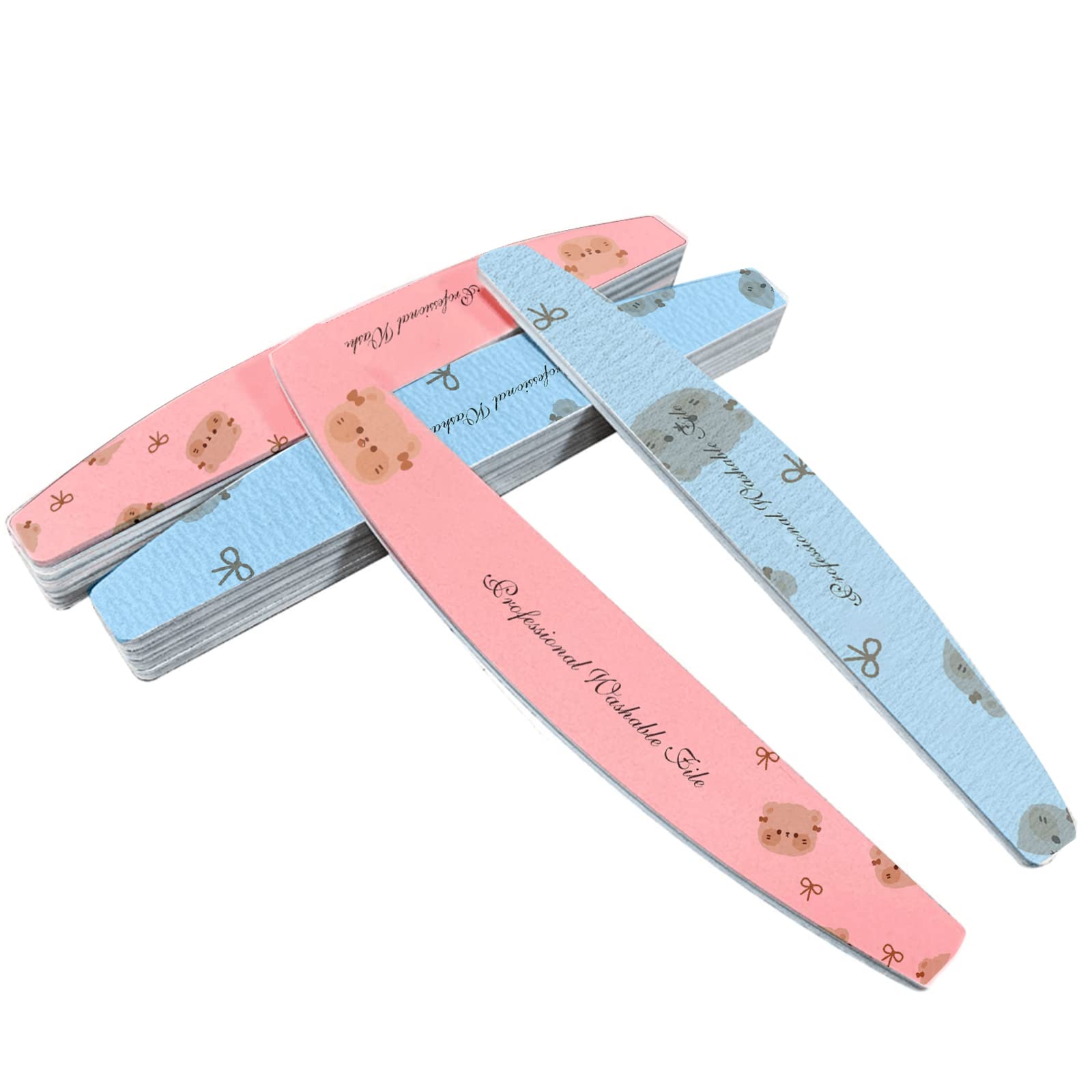 8pcs Double Sides Professional Reusable 100/180 Grit with Cute Cartoon Pattern,Four Different Shapes Professional Manicure Tools Kit for Acrylic Nails Tools