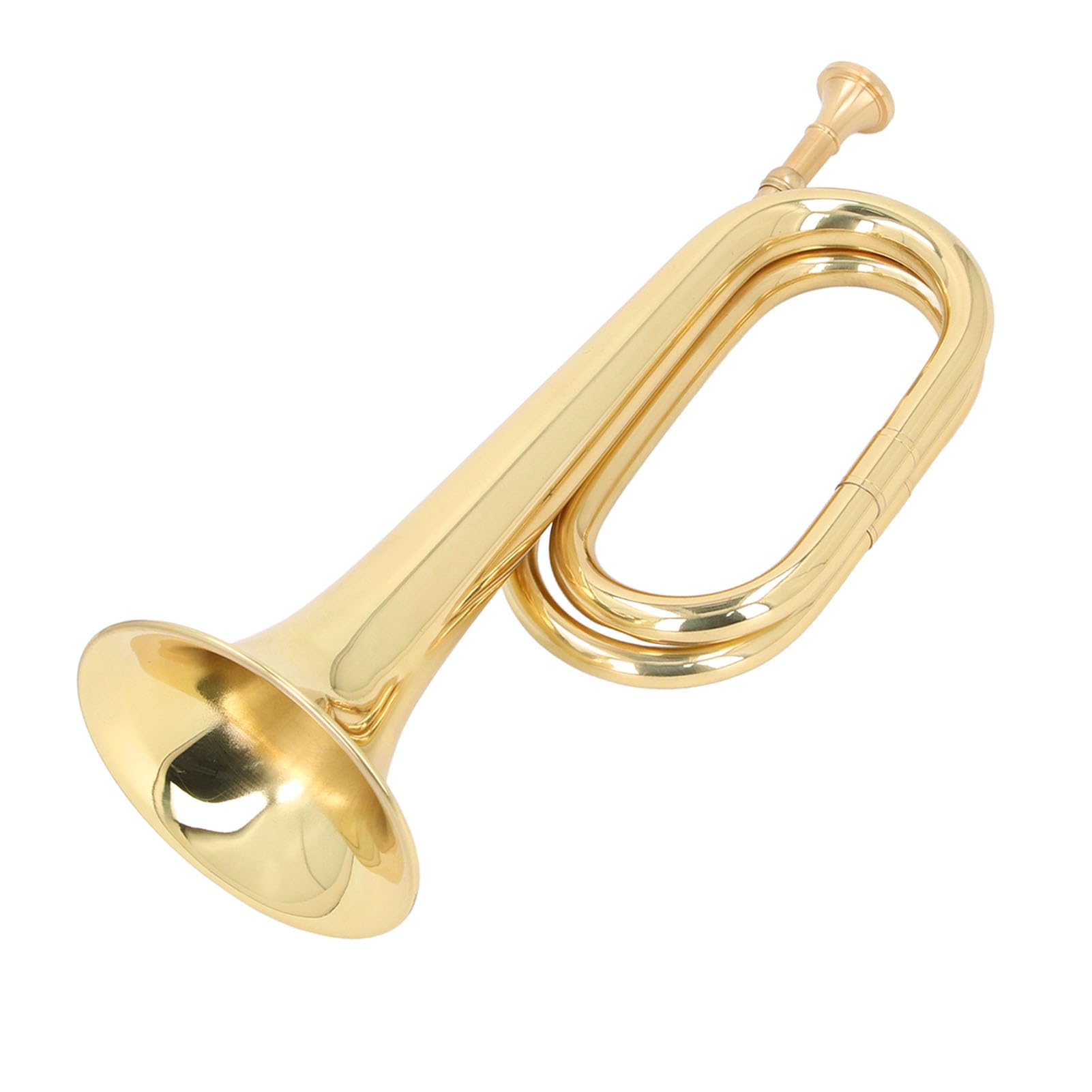 Trompeta de Latón con Llave C, Corneta Española, Acabado Lacado en Oro, para Músicos Principiantes, 1 Unidad