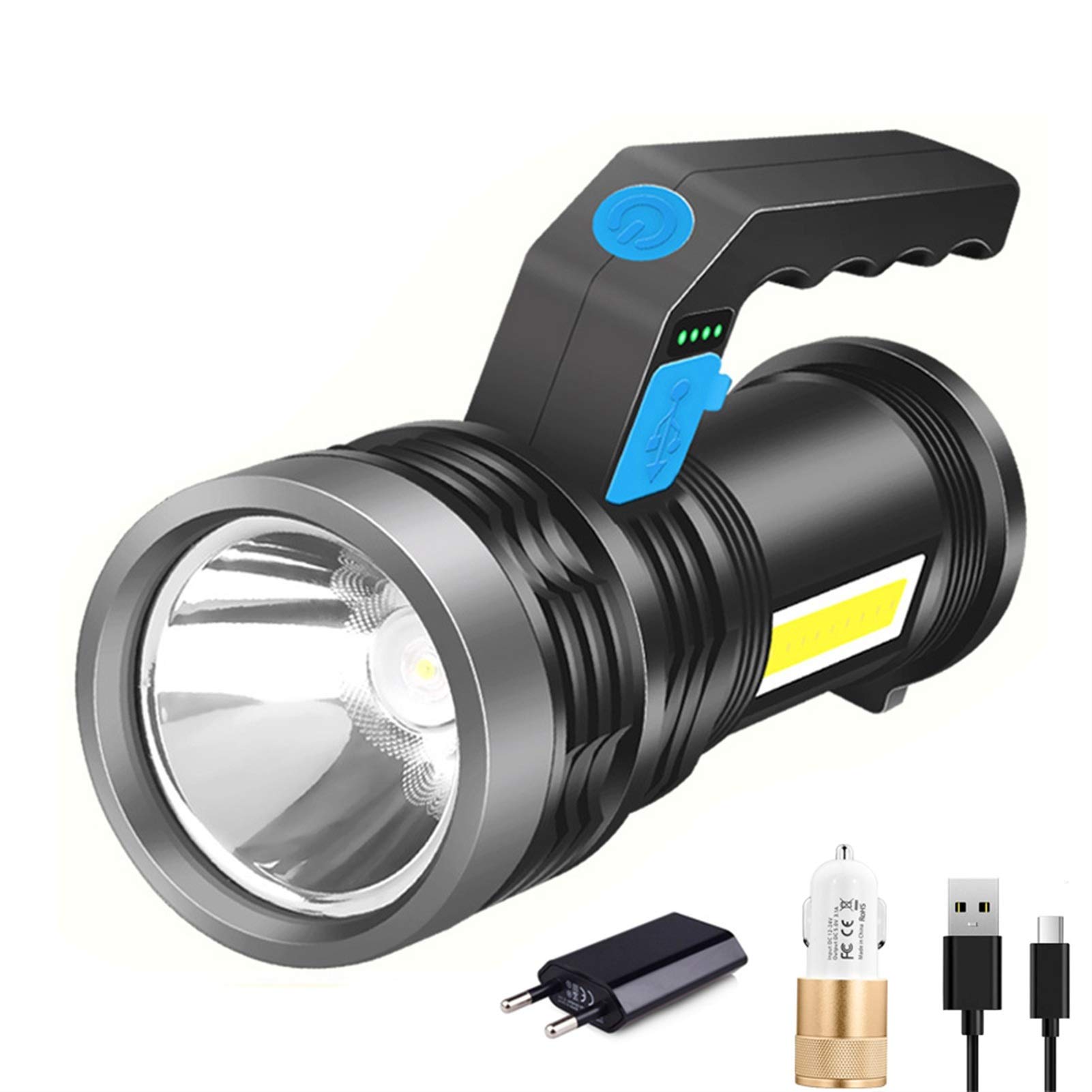 Latarka elektryczna o bardzo długiej gotowości Przenośna lampa robocza z akumulatorem USB Długi szperacz Wbudowana bateria Ręczne światło Reflektor z bocznym światłem COB Latarka jako Power