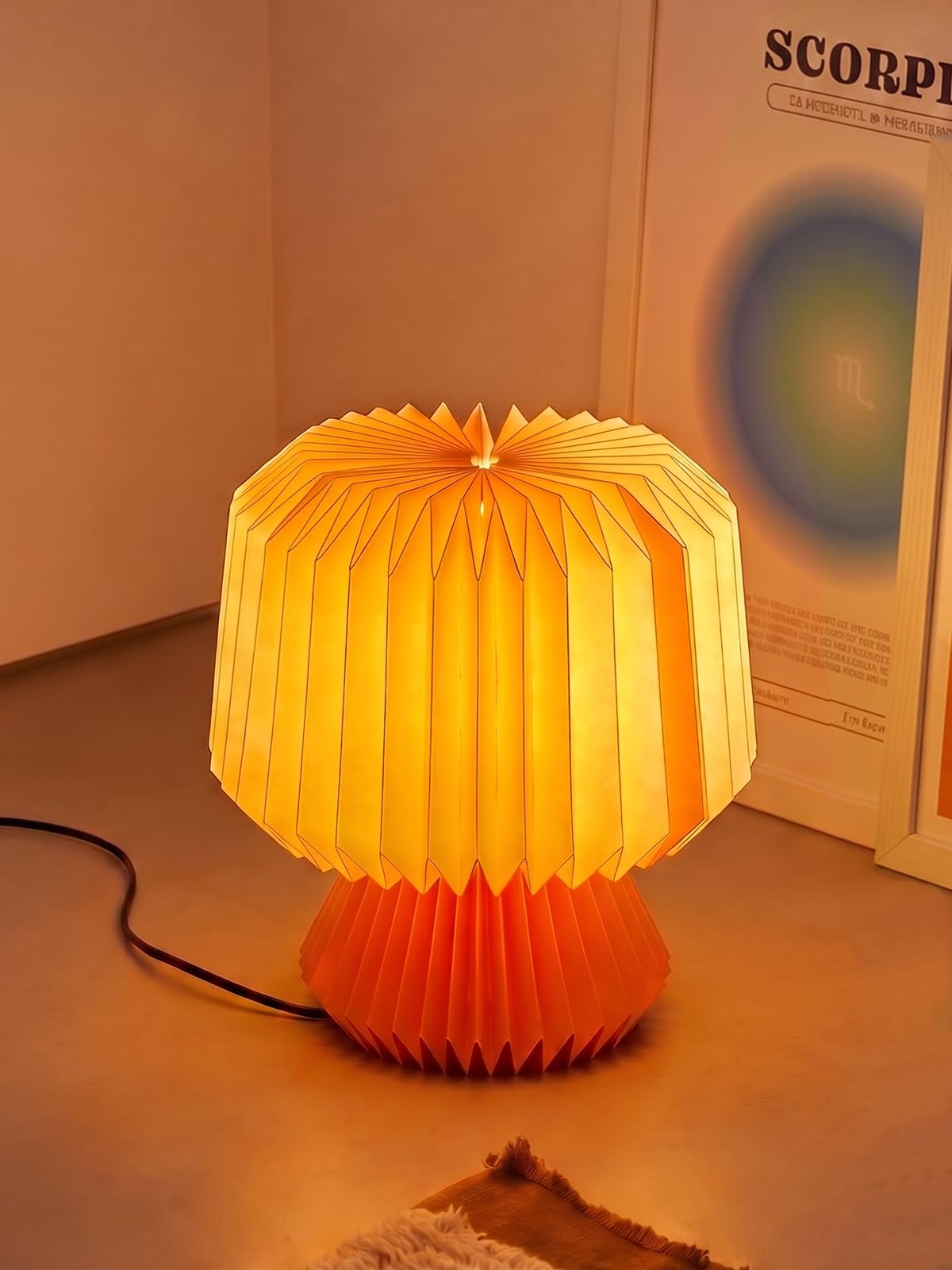 FIG Living Origami Table Lamp Mini (Yellow) | 20 cm Tall Laminated Paper Lampshade | Ideal Lamp for Living Room Decoration, Bedroom, Office, Gifting | Wedding Gift-picture-10