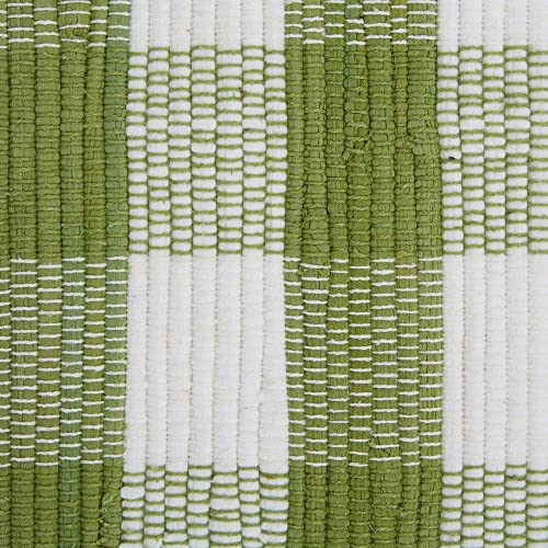 Dii Buffalo Check Rug Collection, Hand Dyed Reversible Chindi Rug, 26X40, Antique Green #TOP2