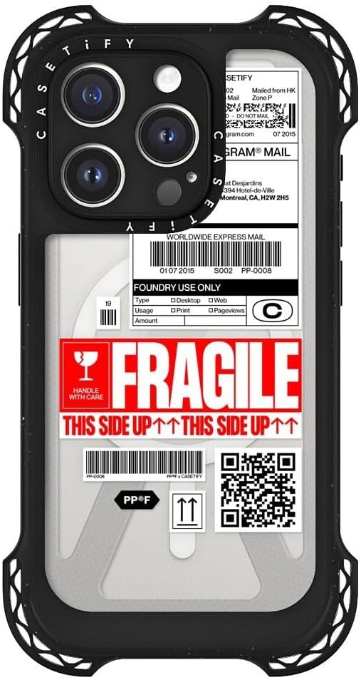 CASETiFY Ultra Bounce Case for iPhone 15 Pro [10x Military Grade Drop Tested / 32.8ft Drop Protection/Compatible with Magsafe] - PP-0008 - Clear Black - Image 3