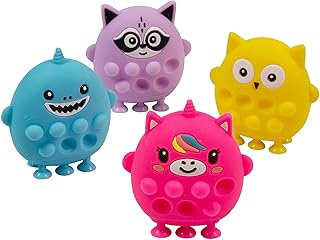 Fun Express 3D Lotsa Pop Suction Characters, 4 Pieces