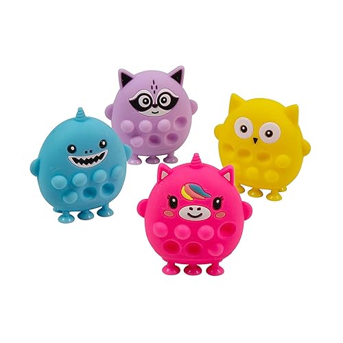 Fun Express 3D Lotsa Pop Suction Characters, 4 Pieces