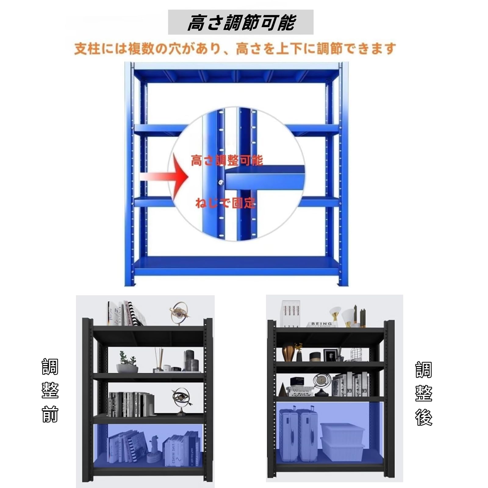 即購入不可 コメント必須 JIZA 大容量 スチールラック スチールシェルフ Amazon｜Jiza スチールラック メタルラック 業務用 キャスター付き 4段